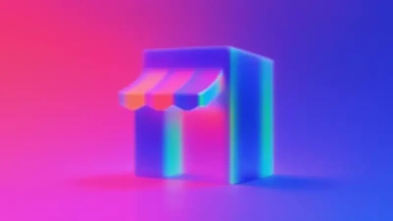Neon storefront in an abstract visual style